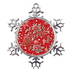Christmas Pattern Metal Large Snowflake Ornament by Valentinaart