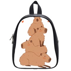 Capybara Art T- Shirt Capybara Pile - A Cute Stack Of Capybaras T- Shirt Yoga Reflexion Pose T- Shirtyoga Reflexion Pose T- Shirt School Bag (small) by hizuto