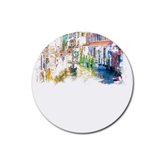 Venice T- Shirt Venice Voyage Art Digital Painting Watercolor Discovery T- Shirt (1) Rubber Coaster (round)