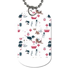 Veterinarian Gift T- Shirt Veterinary Medicine, Happy And Healthy Friends    Pattern    Coral Backgr Dog Tag (two Sides)