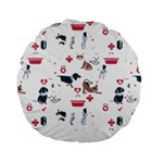Veterinarian Gift T- Shirt Veterinary Medicine, Happy And Healthy Friends    Pattern    Coral Backgr Standard 15  Premium Flano Round Cushions Front