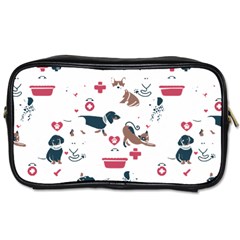 Veterinarian Gift T- Shirt Veterinary Medicine, Happy And Healthy Friends    Pattern    Coral Backgr Toiletries Bag (two Sides)