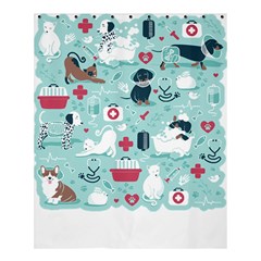 Veterinarian Medicine T- Shirt Veterinary Medicine, Happy And Healthy Friends    Aqua Background Red Shower Curtain 60  X 72  (medium)  by ZUXUMI