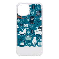 Veterinarian Medicine T- Shirt Veterinary Medicine, Happy And Healthy Friends    Turquoise Backgroun Iphone 14 Tpu Uv Print Case by ZUXUMI