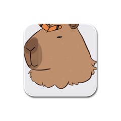 Capybara T- Shirt Cute Capybara With A Butterfly T- Shirt Yoga Reflexion Pose T- Shirtyoga Reflexion Pose T- Shirt Rubber Square Coaster (4 Pack) by hizuto