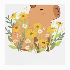 Capybara T- Shirt Cute Capybara With Daisy Flowers T- Shirt Yoga Reflexion Pose T- Shirtyoga Reflexion Pose T- Shirt Medium Glasses Cloth by hizuto