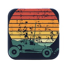 Vintage Rc Cars T- Shirt Vintage Sunset  Classic Rc Buggy Racing Cars Addict T- Shirt Square Metal Box (black) by ZUXUMI