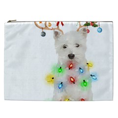 West Highland White Terrier Dog Snow T- Shirt West Highland White Terrier Dog Snow Reindeer Santa Ha Cosmetic Bag (xxl) by ZUXUMI