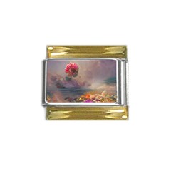 Floral Blossoms  Gold Trim Italian Charm (9mm) by Internationalstore