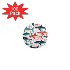 Fish Shark Animal Pattern 1  Mini Magnets (100 Pack) 