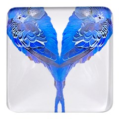 Budgies T- Shirt Blue Budgies - Heart Shape T- Shirt Square Glass Fridge Magnet (4 Pack) by EnriqueJohnson