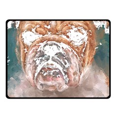 Bulldog T- Shirt Painting Of A Bulldog With Angry Face T- Shirt Fleece Blanket (small) by EnriqueJohnson