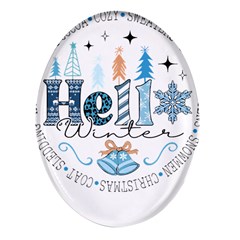 Winter Season T- Shirt Hello Winter T- Shirt Oval Glass Fridge Magnet (4 Pack) by ZUXUMI