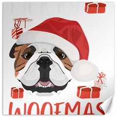 Winter T- Shirt English Bulldog Merry Christmas T- Shirt Canvas 12  X 12  by ZUXUMI