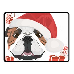 Winter T- Shirt English Bulldog Merry Christmas T- Shirt Fleece Blanket (small) by ZUXUMI