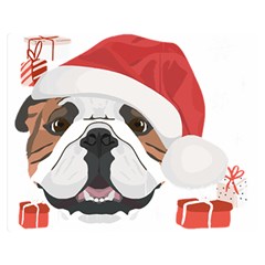 Winter T- Shirt English Bulldog Merry Christmas T- Shirt Two Sides Premium Plush Fleece Blanket (medium) by ZUXUMI