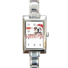 English Bulldog T- Shirt English Bulldog Merry Christmas T- Shirt (3) Rectangle Italian Charm Watch by ZUXUMI