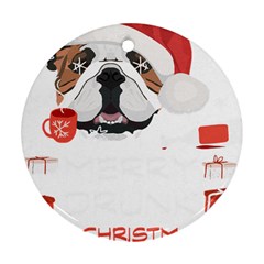 English Bulldog T- Shirt English Bulldog Merry Christmas T- Shirt Round Ornament (two Sides) by ZUXUMI