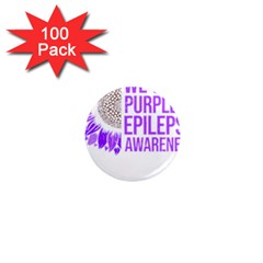 Epilepsy Awareness T- Shirt Epilepsy Awareness Sunflower In November We Wear Purple T- Shirt 1  Mini Magnets (100 Pack) 