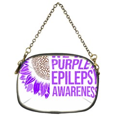 Epilepsy Awareness T- Shirt Epilepsy Awareness Sunflower In November We Wear Purple T- Shirt Chain Purse (one Side) by ZUXUMI