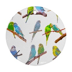 Parakeet T-shirtlots Of Colorful Parakeets - Cute Little Birds T-shirt Round Ornament (two Sides) by EnriqueJohnson