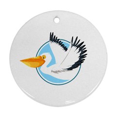 Pelican T-shirtwhite Look Calm Pelican 08 T-shirt Round Ornament (two Sides) by EnriqueJohnson