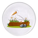 Pelican T-shirtwhite Look Calm Pelican 34 T-shirt (1) Round Glass Fridge Magnet (4 pack)