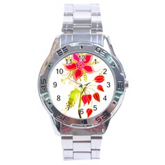 Flowers Art T- Shirtflower T- Shirt Stainless Steel Analogue Watch