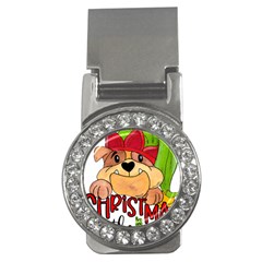 Bulldog T- Shirt Bulldog In Elf Hat T- Shirt Money Clips (cz)  by JamesGoode