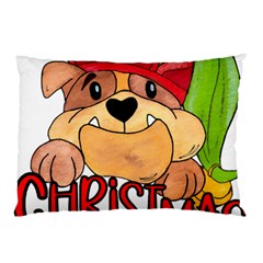 Bulldog T- Shirt Bulldog In Elf Hat T- Shirt Pillow Case (two Sides)