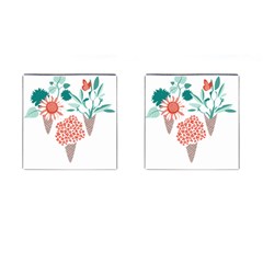 Flowers T- Shirt Midsummer I Scream Flower Cones    Print    Green Aqua And Orange Flowers Bouquets Cufflinks (square) by ZUXUMI