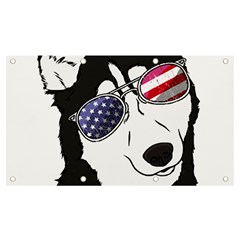 Fourth Of July T- Shirt Patriotic Husky T- Shirt Banner And Sign 7  X 4  by ZUXUMI