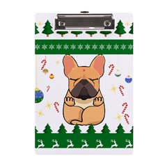 French Bulldog T- Shirt Cute French Bulldog Christmas T- Shirt A5 Acrylic Clipboard by ZUXUMI