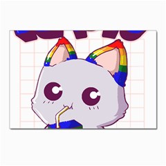 Gay Pride T- Shirt Gay Pride Kawaii Cat Strawberry Milk Rainbow Flag T- Shirt Postcards 5  X 7  (pkg Of 10) by ZUXUMI