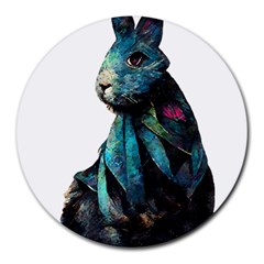 Rabbit T-shirtrabbit Watercolor Painting #rabbit T-shirt Round Mousepad by EnriqueJohnson