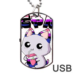 Genderfluid T- Shirt Genderfluid Pride Kawaii Cat Strawberry Milk T- Shirt Dog Tag Usb Flash (one Side) by ZUXUMI