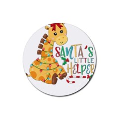 Giraffe T- Shirt Cute Giraffe T- Shirt Rubber Coaster (round) by ZUXUMI