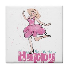 Happy Girl Tile Coaster by SychEva