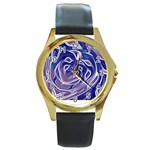 Abstract T- Shirt Abstract Colourful Aesthetic Beautiful Dream Love Romantic Retro Dark Design Vinta Round Gold Metal Watch