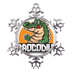 Funny Crocodile Metal Large Snowflake Ornament by Sarkoni
