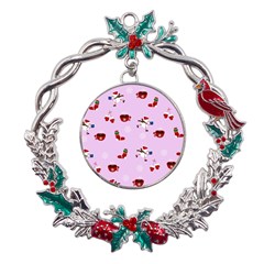 Christmas Xmas Background Design Pattern Metal X mas Wreath Holly Leaf Ornament by uniart180623