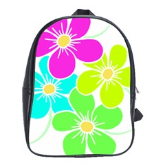 Colorful Flower T- Shirtcolorful Blooming Flower, Flowery, Floral Pattern T- Shirt School Bag (xl) by EnriqueJohnson