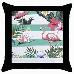 Flamingos T- Shirt Flamingos Tropical Pattern T- Shirt Throw Pillow Case (black) by EnriqueJohnson