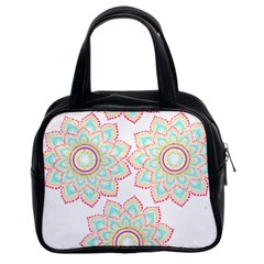 Floral Mandala T- Shirt Pretty Lotus Flower Mandala Art Pattern Classic Handbag (two Sides) by EnriqueJohnson