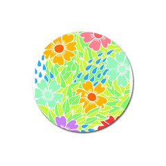 Flowers T- Shirt Colorful Flowers T- Shirt Magnet 3  (round)