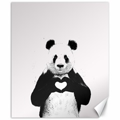 Panda Love Heart Canvas 8  X 10  by Ket1n9