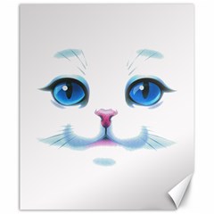 Cute White Cat Blue Eyes Face Canvas 20  X 24  by Ket1n9