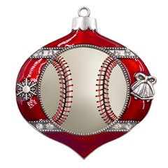 Baseball Metal Snowflake And Bell Red Ornament by Ket1n9