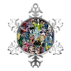 Vintage Horror Collage Pattern Metal Small Snowflake Ornament by Ket1n9