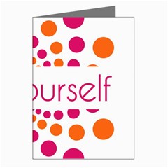 Be Yourself Pink Orange Dots Circular Greeting Cards (pkg Of 8) by Ket1n9